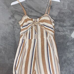 Striped Brown and Blue Jumpsuit